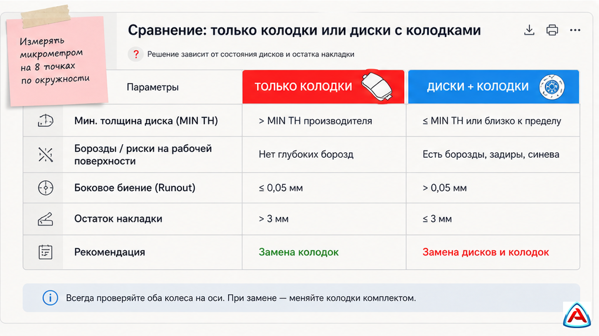 Сравнение: только колодки или диски с колодками