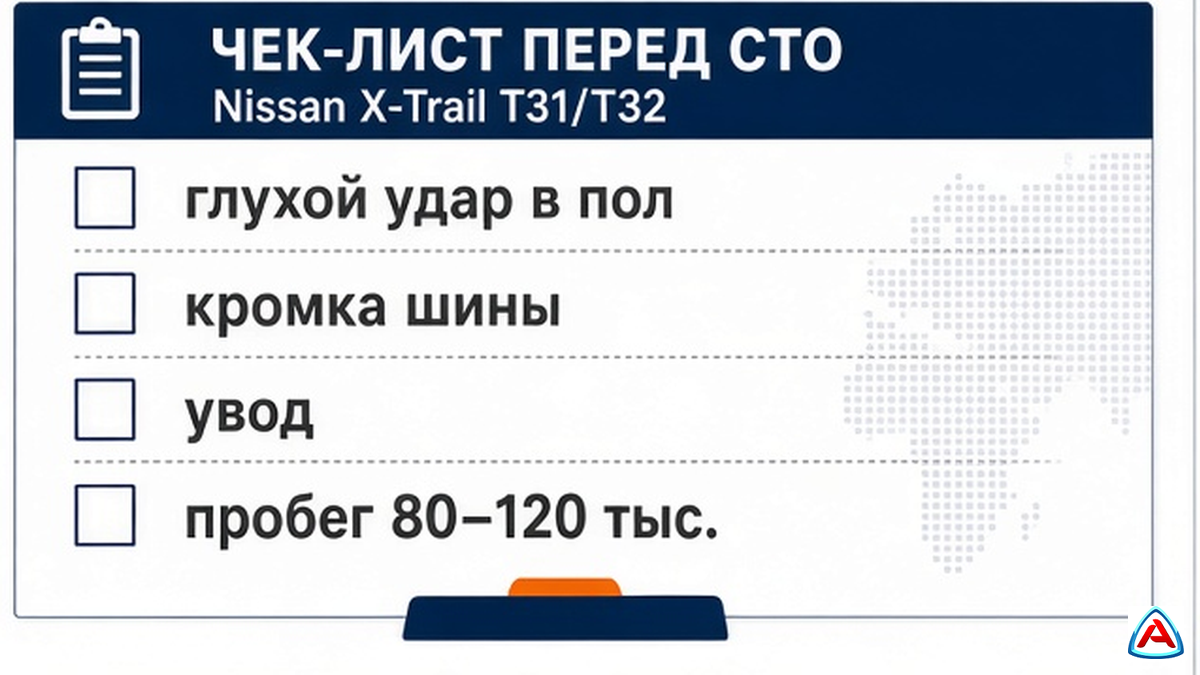 Чеклист износа сайлентблоков подрамника X-Trail