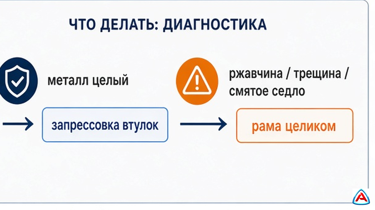 Схема: запрессовка сайлентов подрамника или замена рамы